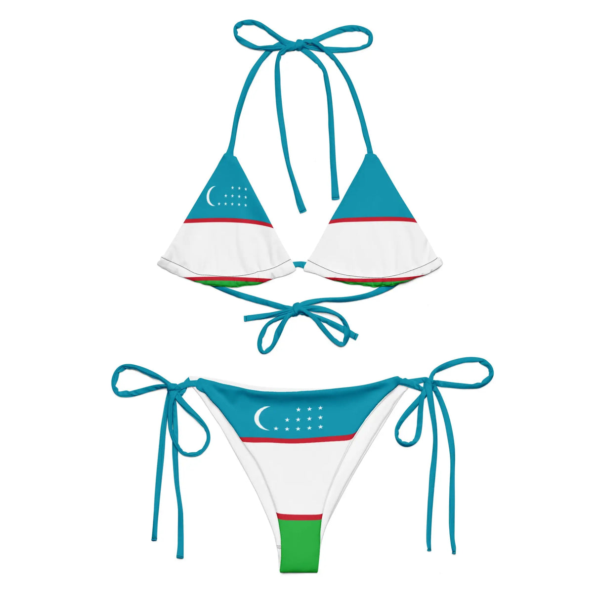 Bikini drapeau ouzbékistan cordon recyclé orné confort