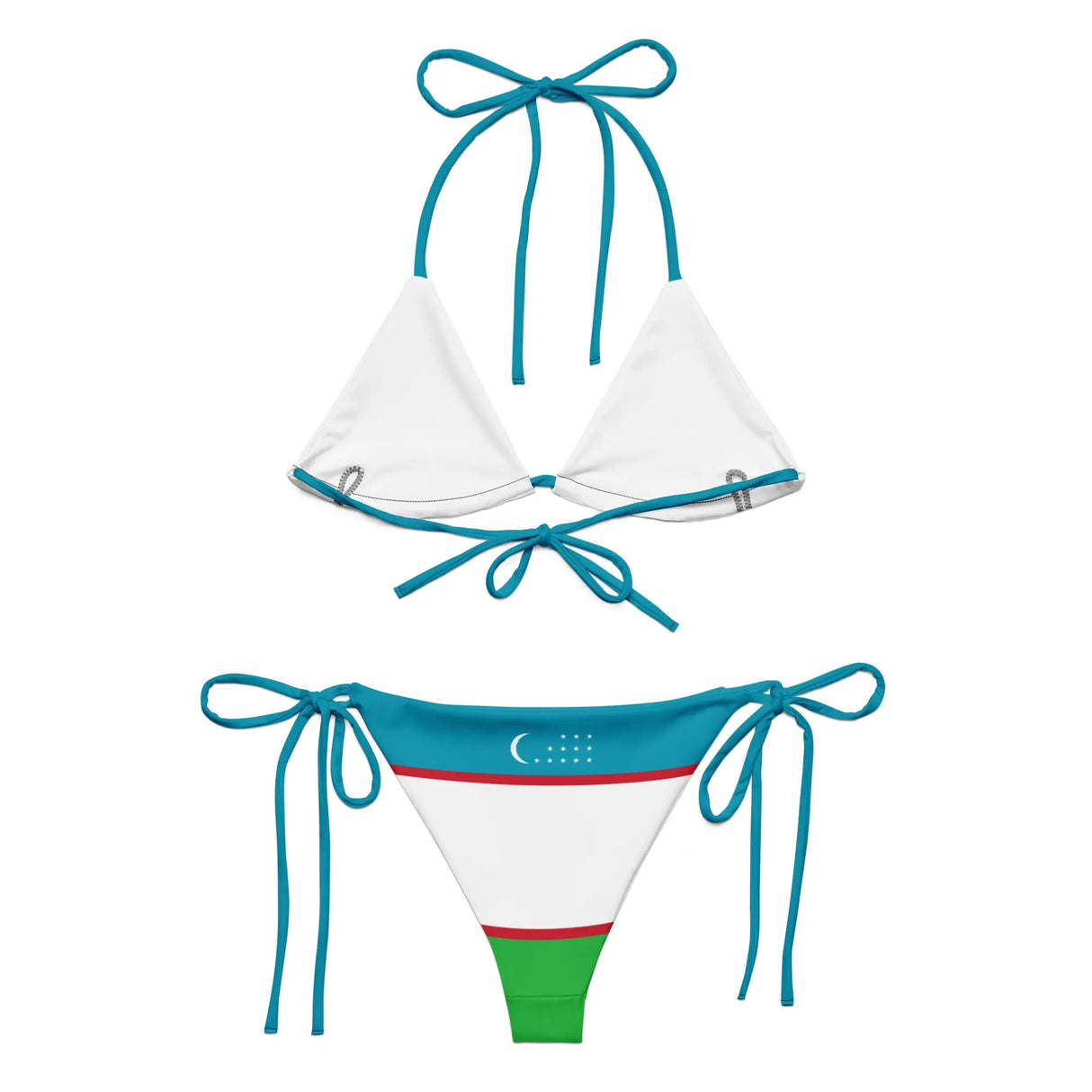 Bikini drapeau ouzbékistan cordon recyclé orné confort