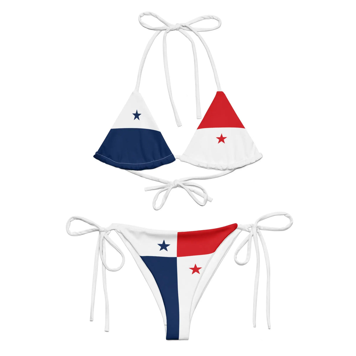Bikini drapeau panama à cordon recyclé orné confortable