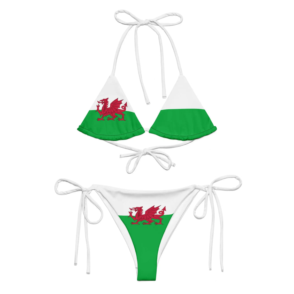 Bikini drapeau pays de galles à cordon recyclé orné