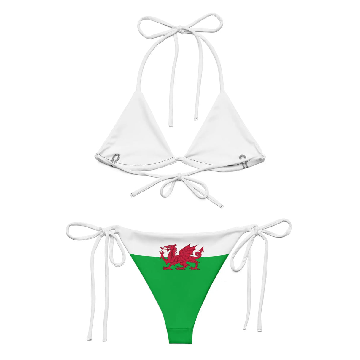 Bikini drapeau pays de galles à cordon recyclé orné