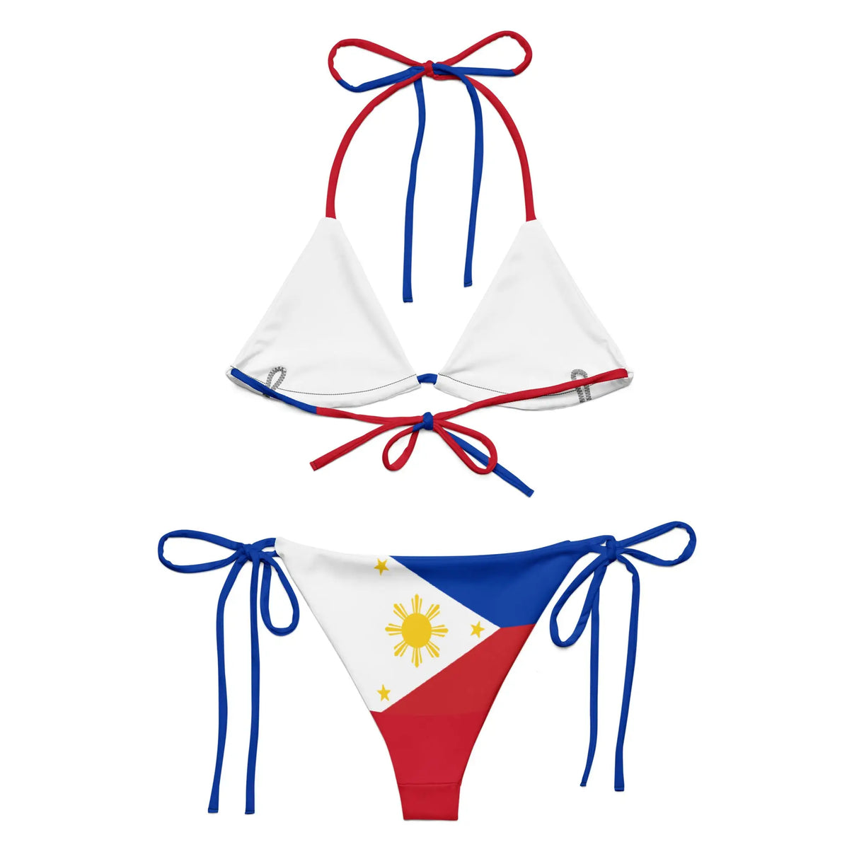 Bikini drapeau philippines à cordon recyclé orné coloré