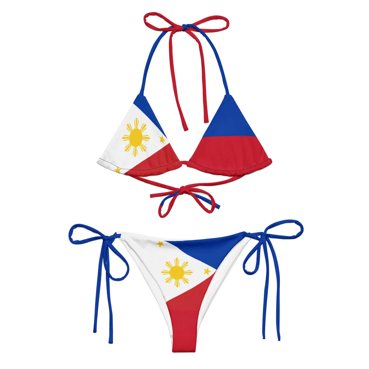 Bikini drapeau philippines à cordon recyclé orné coloré