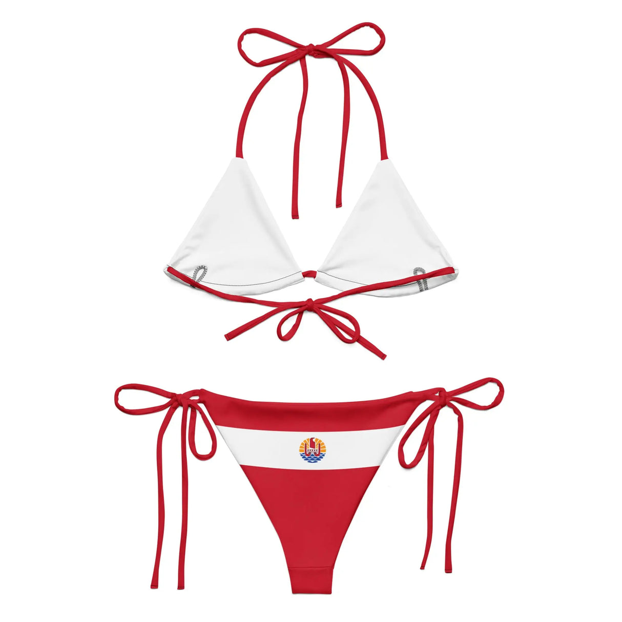 Bikini drapeau polynésie française cordon recyclé orné
