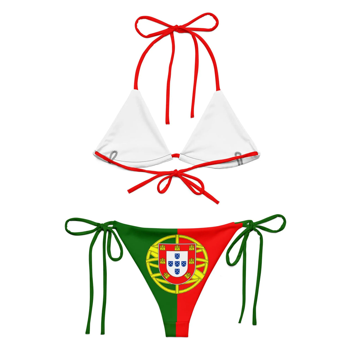 Bikini drapeau portugal à cordon recyclé et protection uv