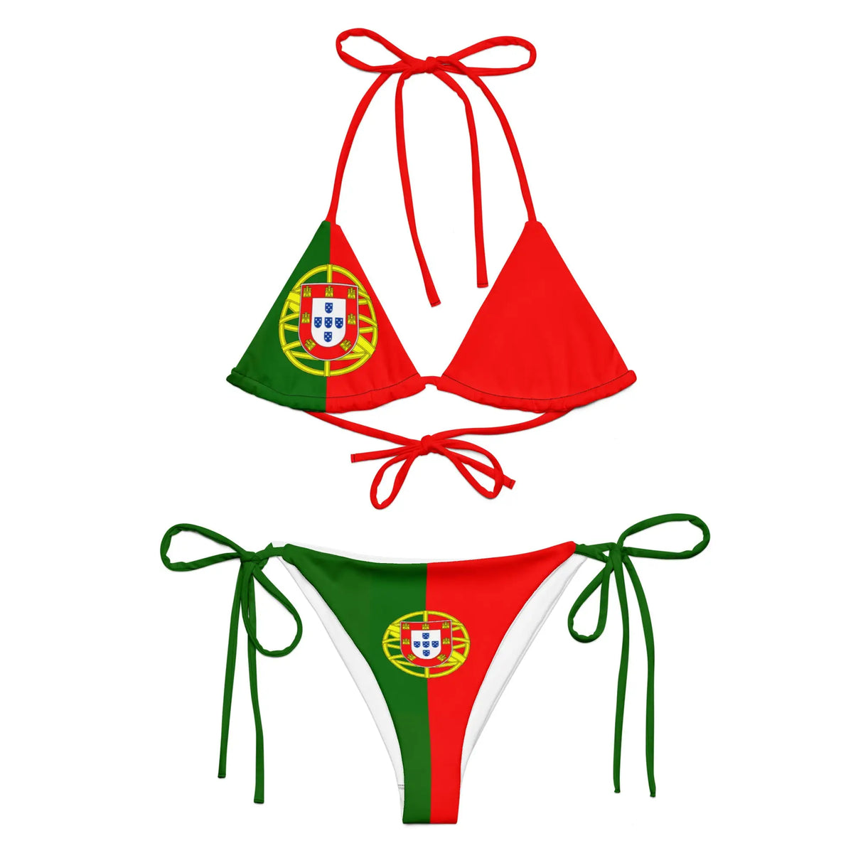 Bikini drapeau portugal à cordon recyclé et protection uv