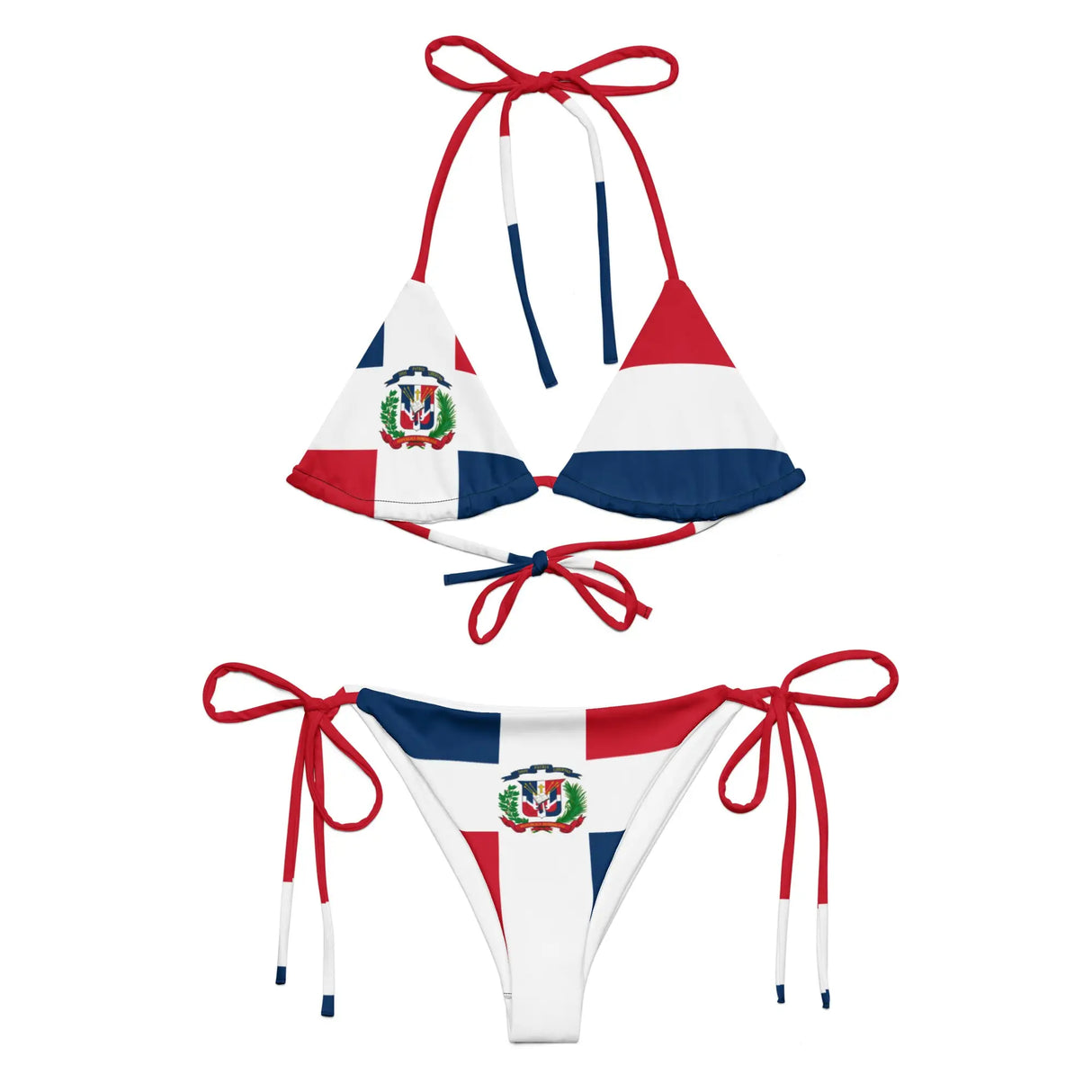 Bikini drapeau république dominicaine cordon recyclé orné