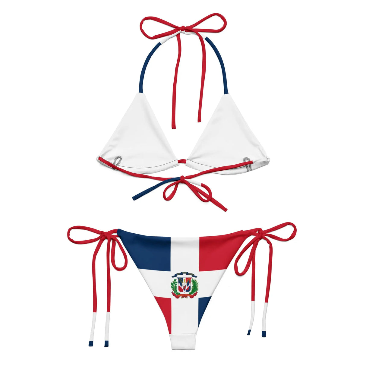 Bikini drapeau république dominicaine cordon recyclé orné