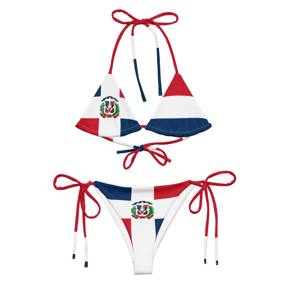 Bikini drapeau république dominicaine cordon recyclé orné