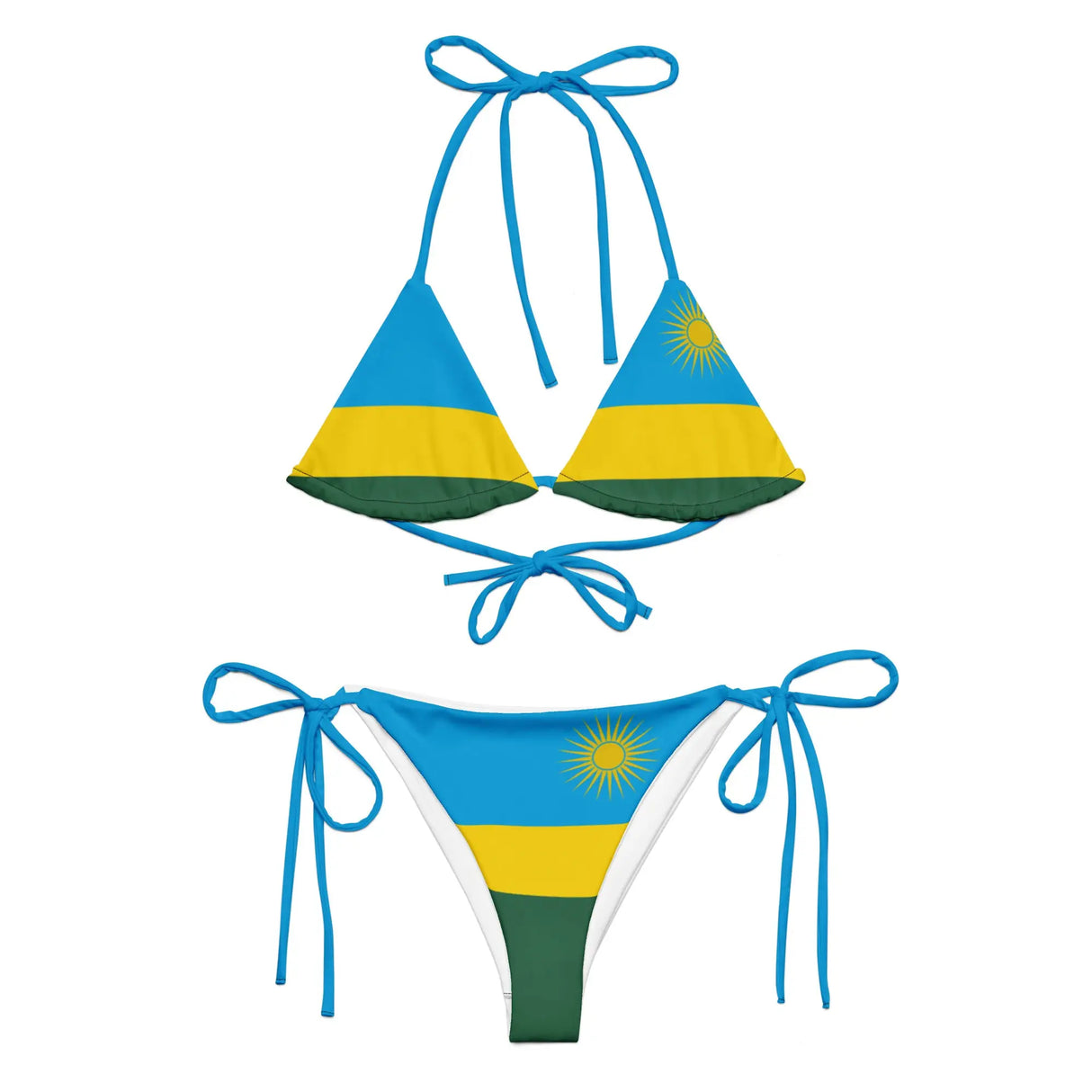 Bikini drapeau rwanda imprimé all over cordon recyclé