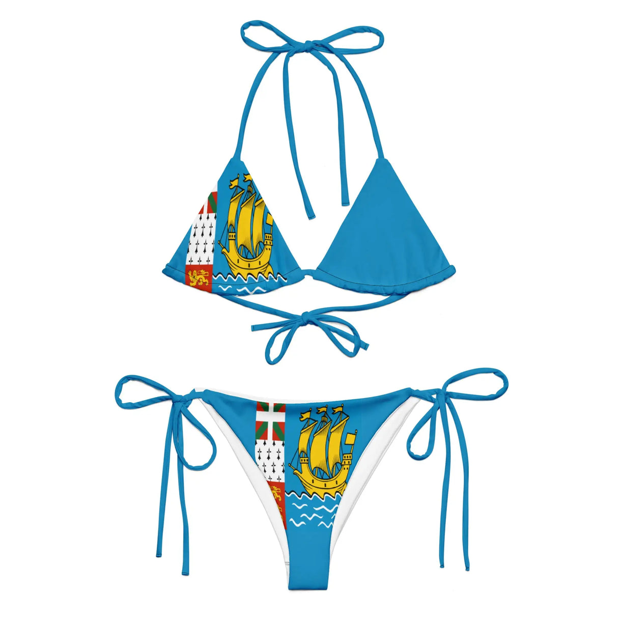 Bikini drapeau saint-pierre-et-miquelon cordon recyclé