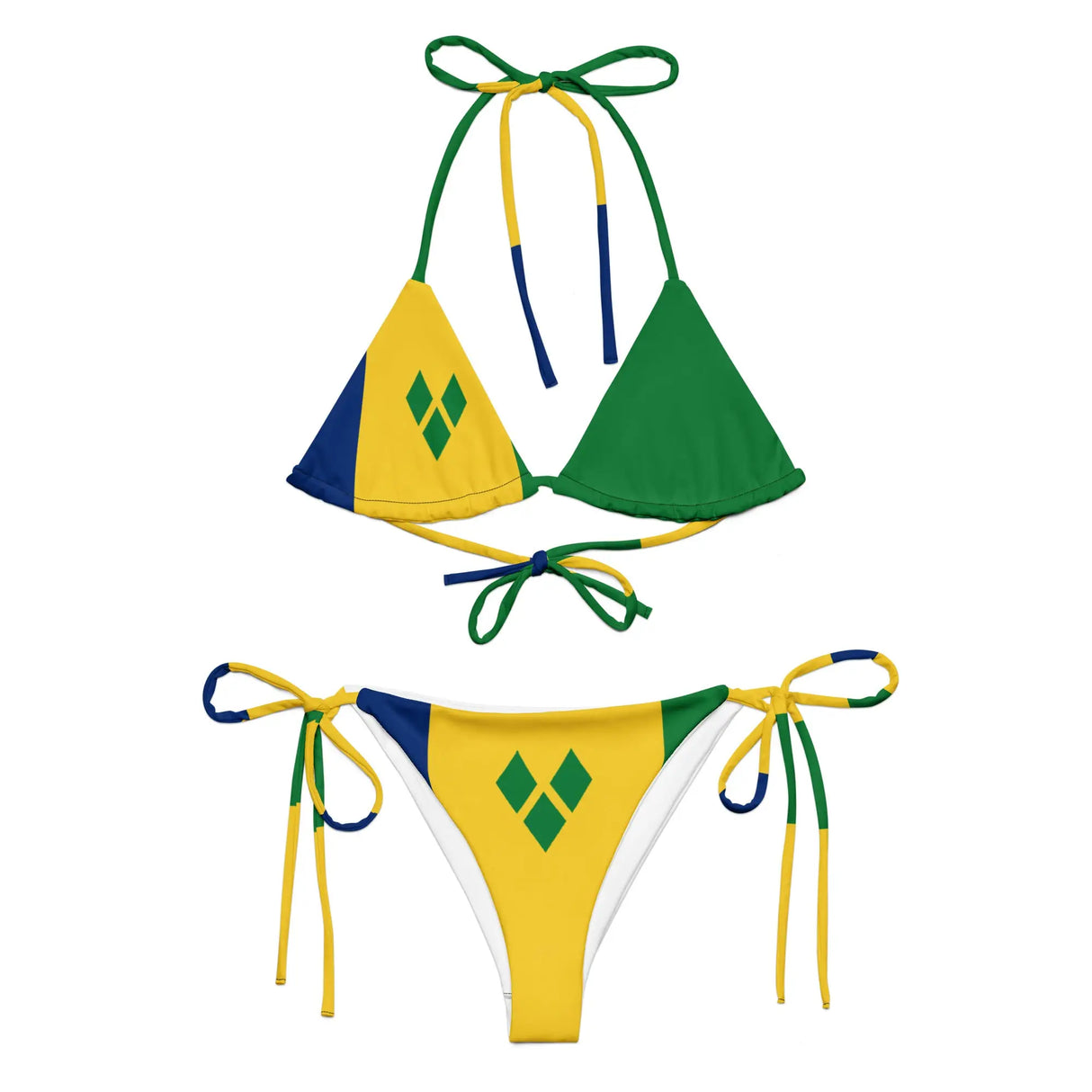 Bikini drapeau saint-vincent cordon recyclé orné