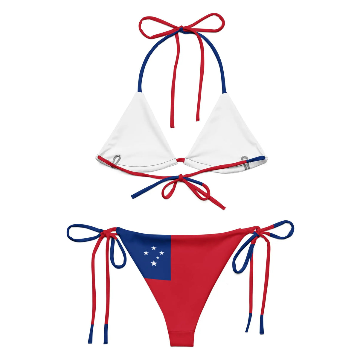 Bikini drapeau samoa cordon recyclé orné impression all over