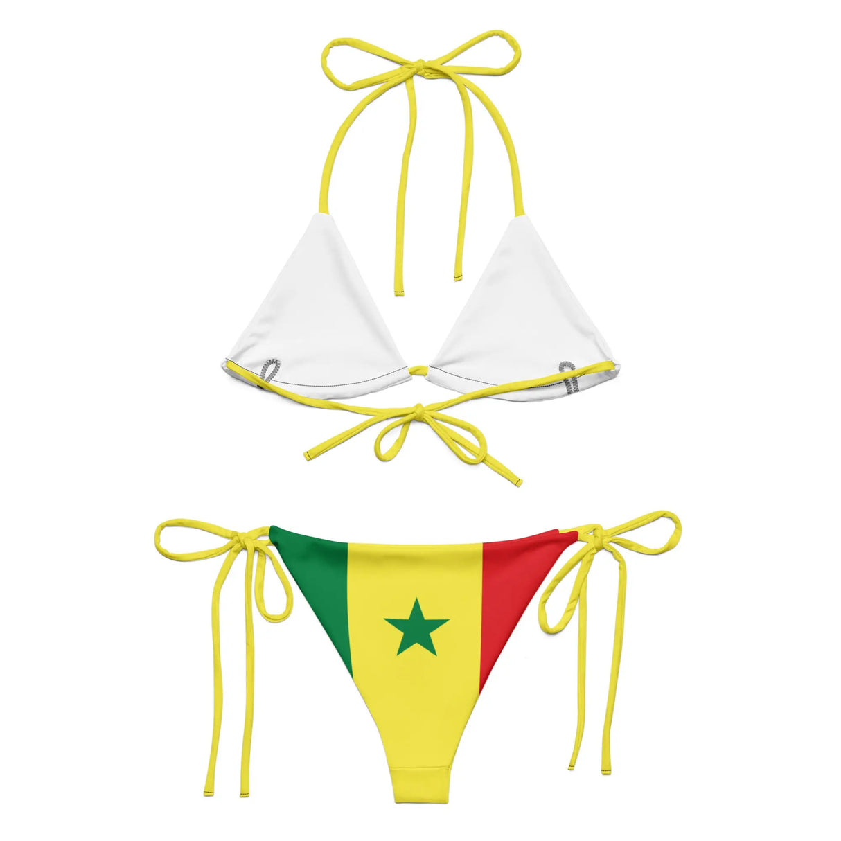 Bikini drapeau sénégal à cordon recyclé orné ajustable