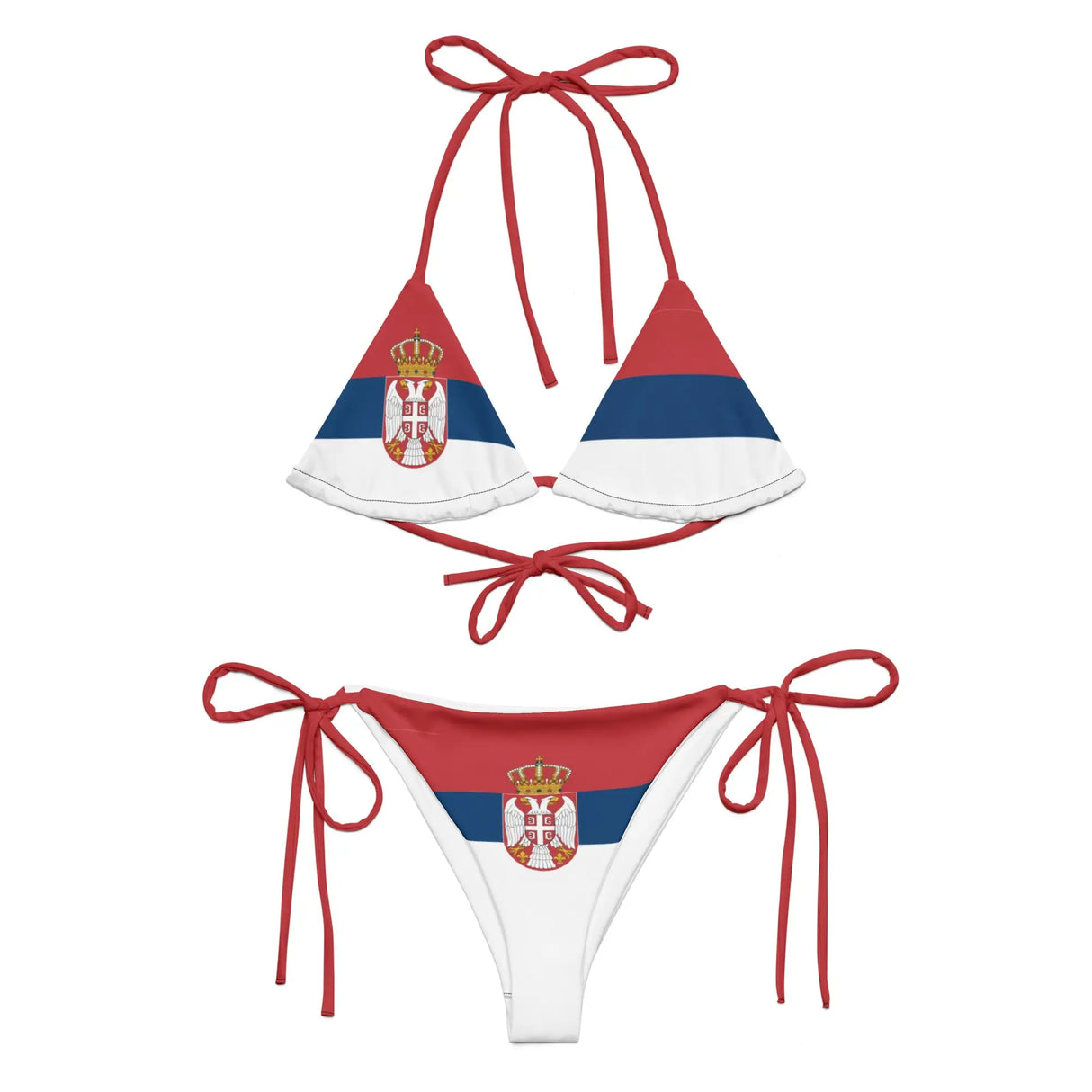 Bikini drapeau serbie cordon recyclé orné impression all over