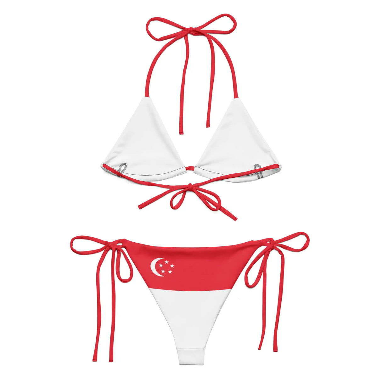 Bikini drapeau singapour cordon recyclé impression all over