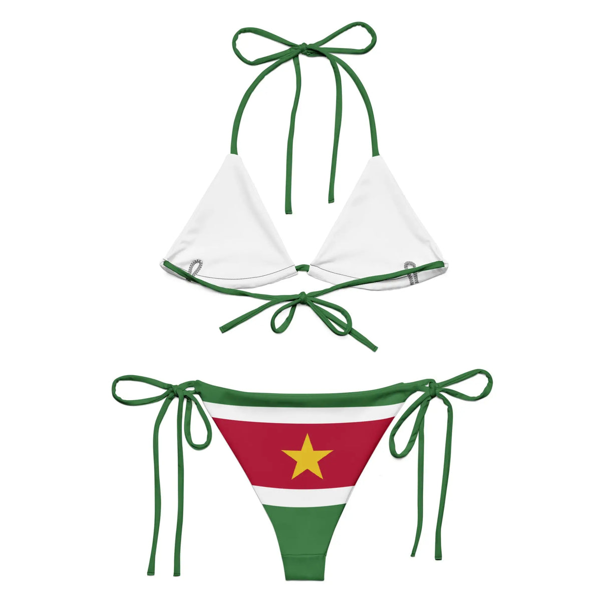 Bikini drapeau suriname à cordon recyclé orné confort