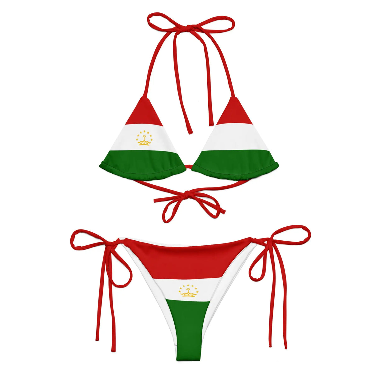 Bikini drapeau tadjikistan à cordon recyclé orné