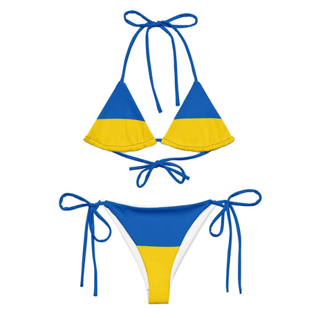 Bikini drapeau ukraine cordon recyclé orné confort uv