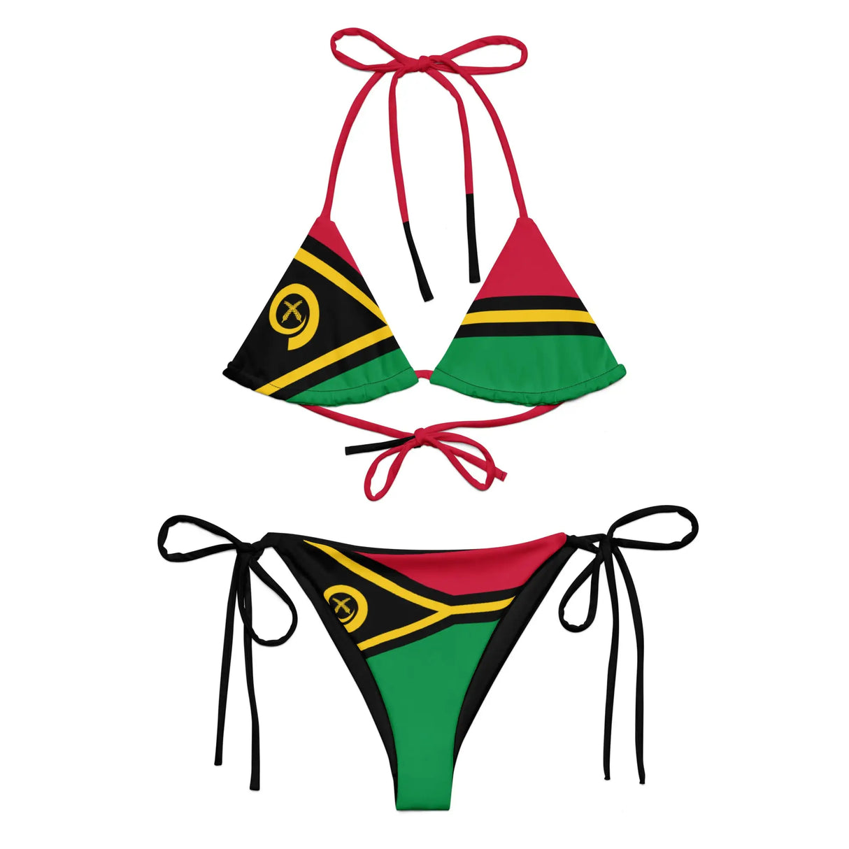 Bikini drapeau vanuatu cordon recyclé impression all over