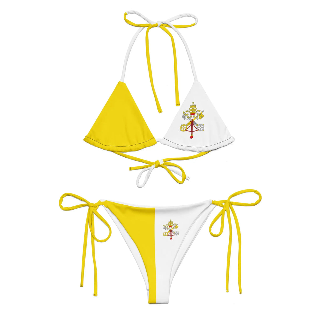 Bikini drapeau vatican à cordon recyclé orné confort uv