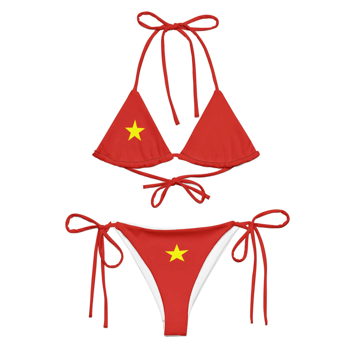 Bikini drapeau viêt nam cordon recyclé orné confort