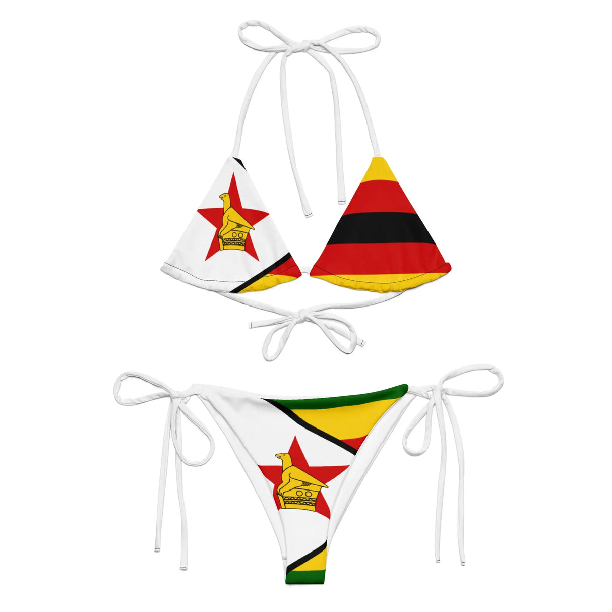 Bikini drapeau zimbabwe cordon recyclé orné impression all over