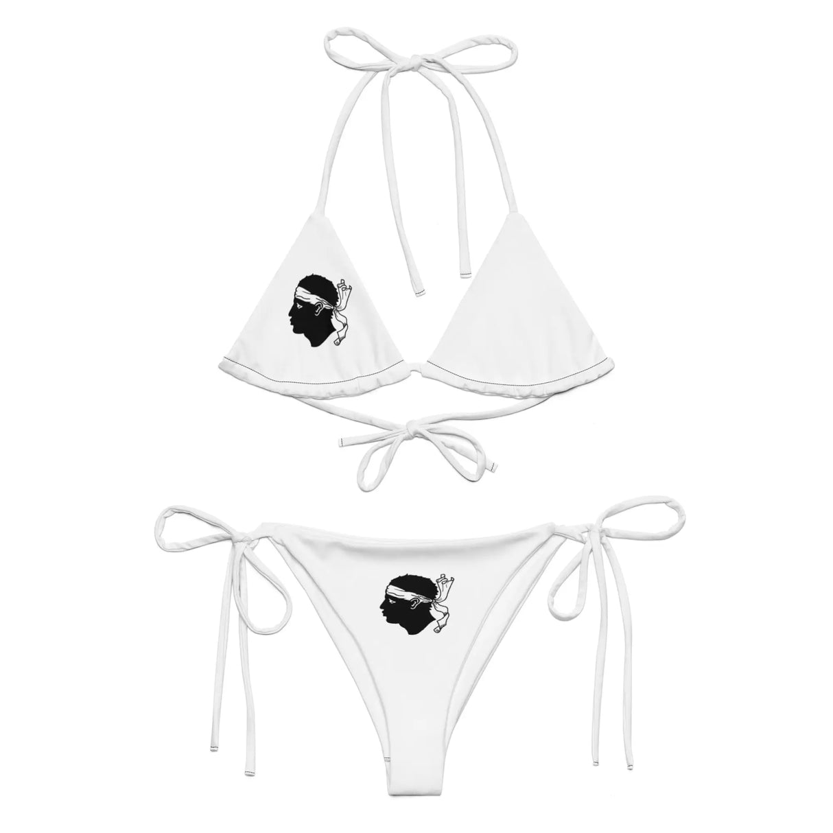 Bikini femme corse impression all over cordon recyclé orné
