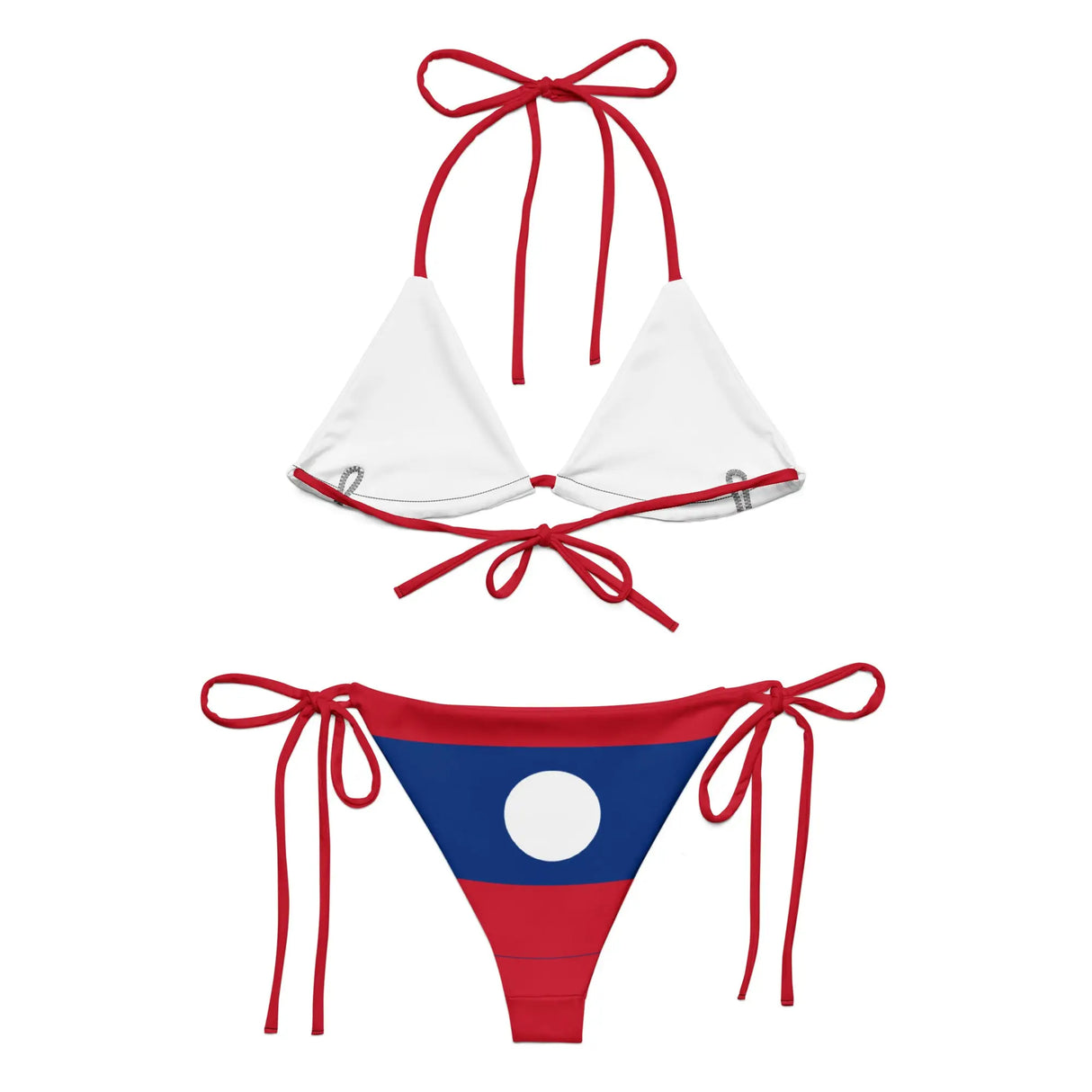 Bikini femme drapeau laos à cordon recyclé orné confortable