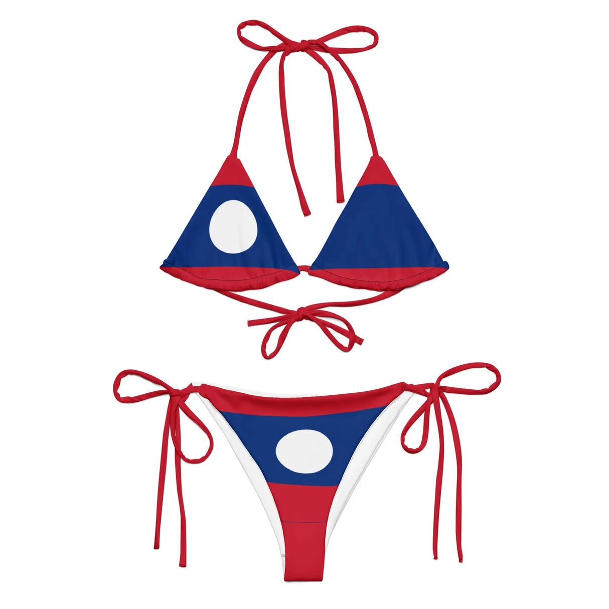 Bikini femme drapeau laos à cordon recyclé orné confortable