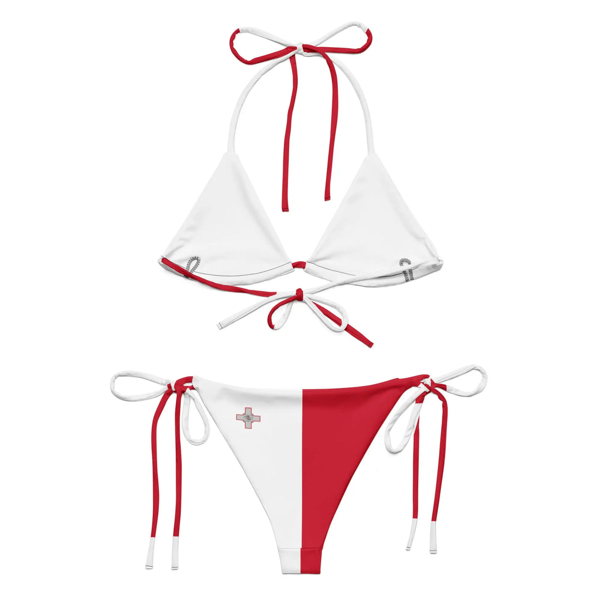 Bikini femme drapeau malte cordon recyclé orné uv