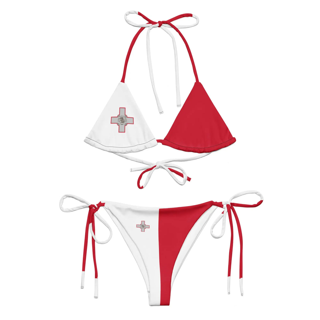 Bikini femme drapeau malte cordon recyclé orné uv