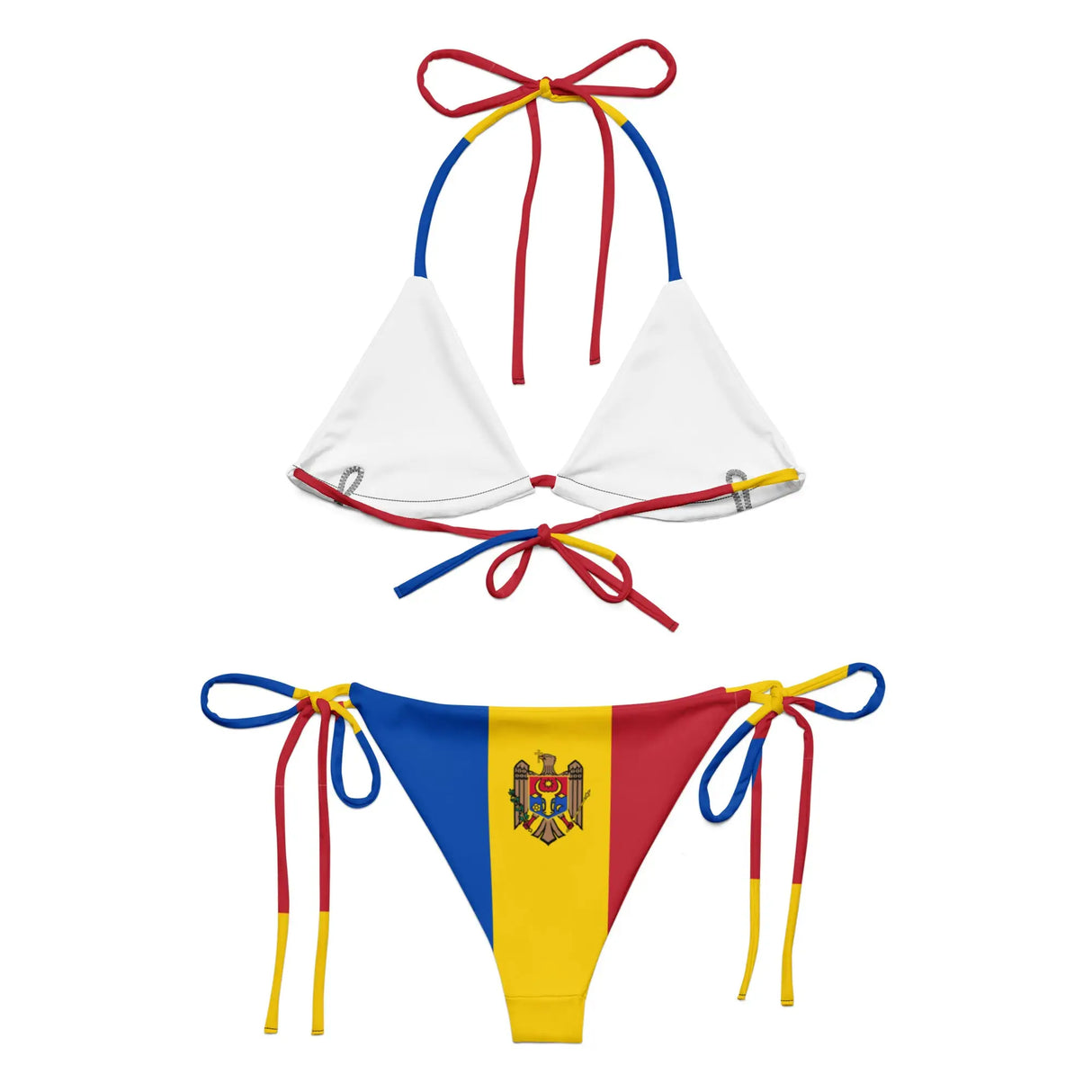 Bikini femme drapeau moldavie cordon recyclé orné