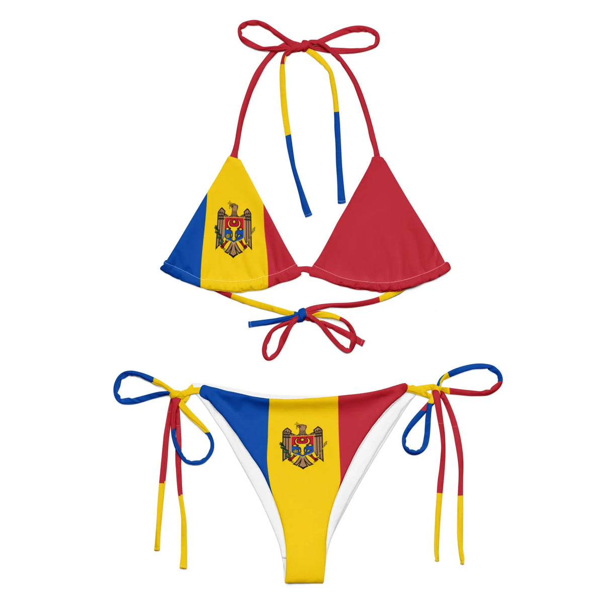 Bikini femme drapeau moldavie cordon recyclé orné