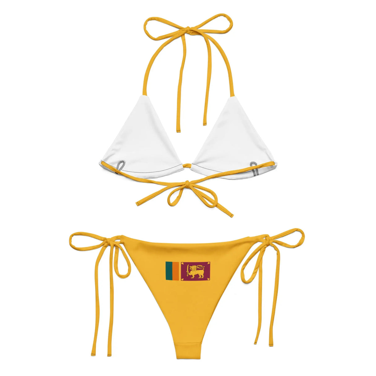 Bikini femme drapeau sri lanka cordon recyclé imprimé