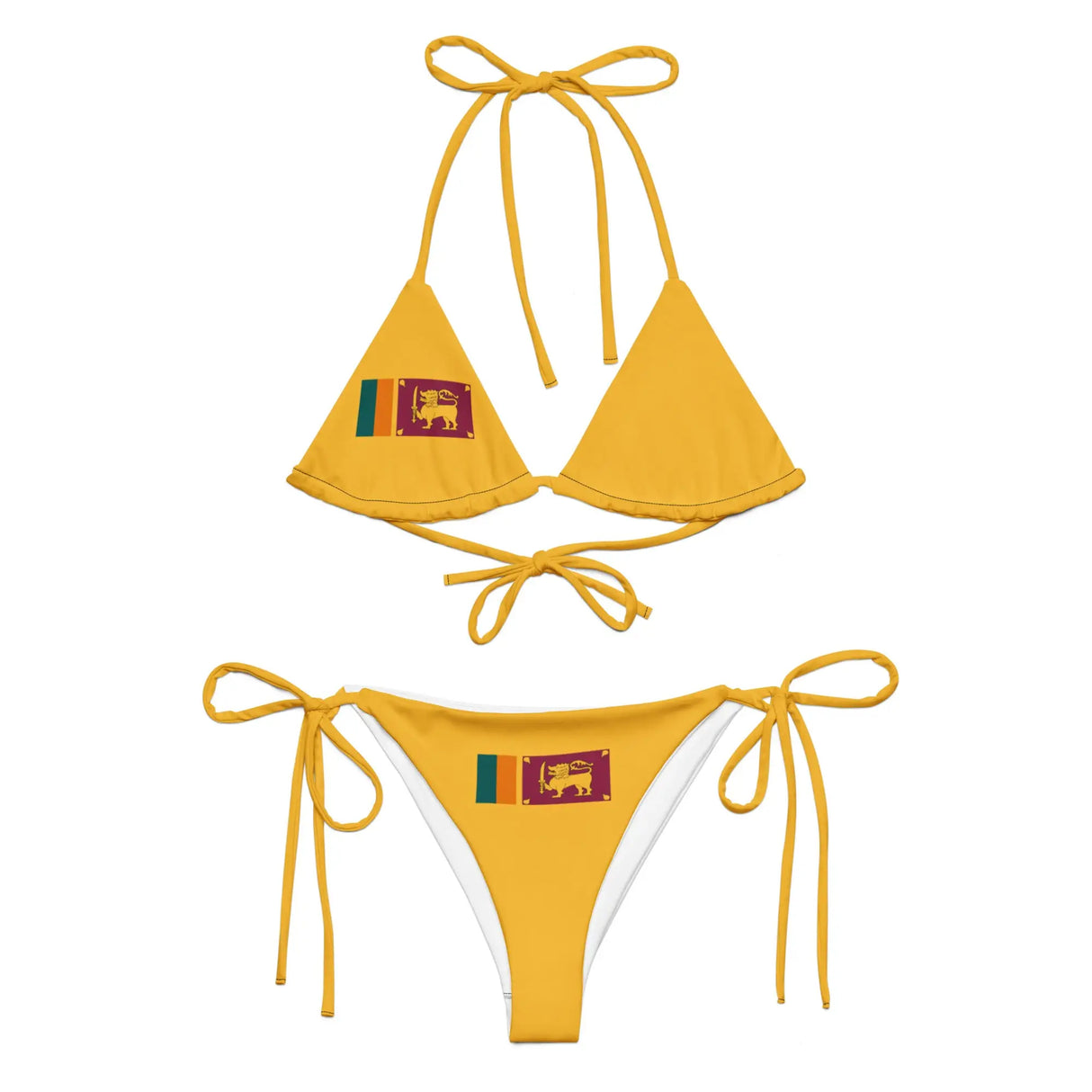 Bikini femme drapeau sri lanka cordon recyclé imprimé