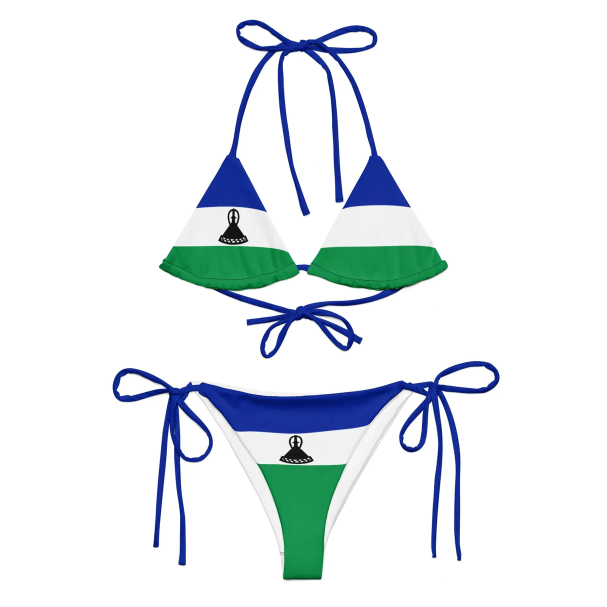 Bikini femme lesotho impression all over cordon recyclé orné