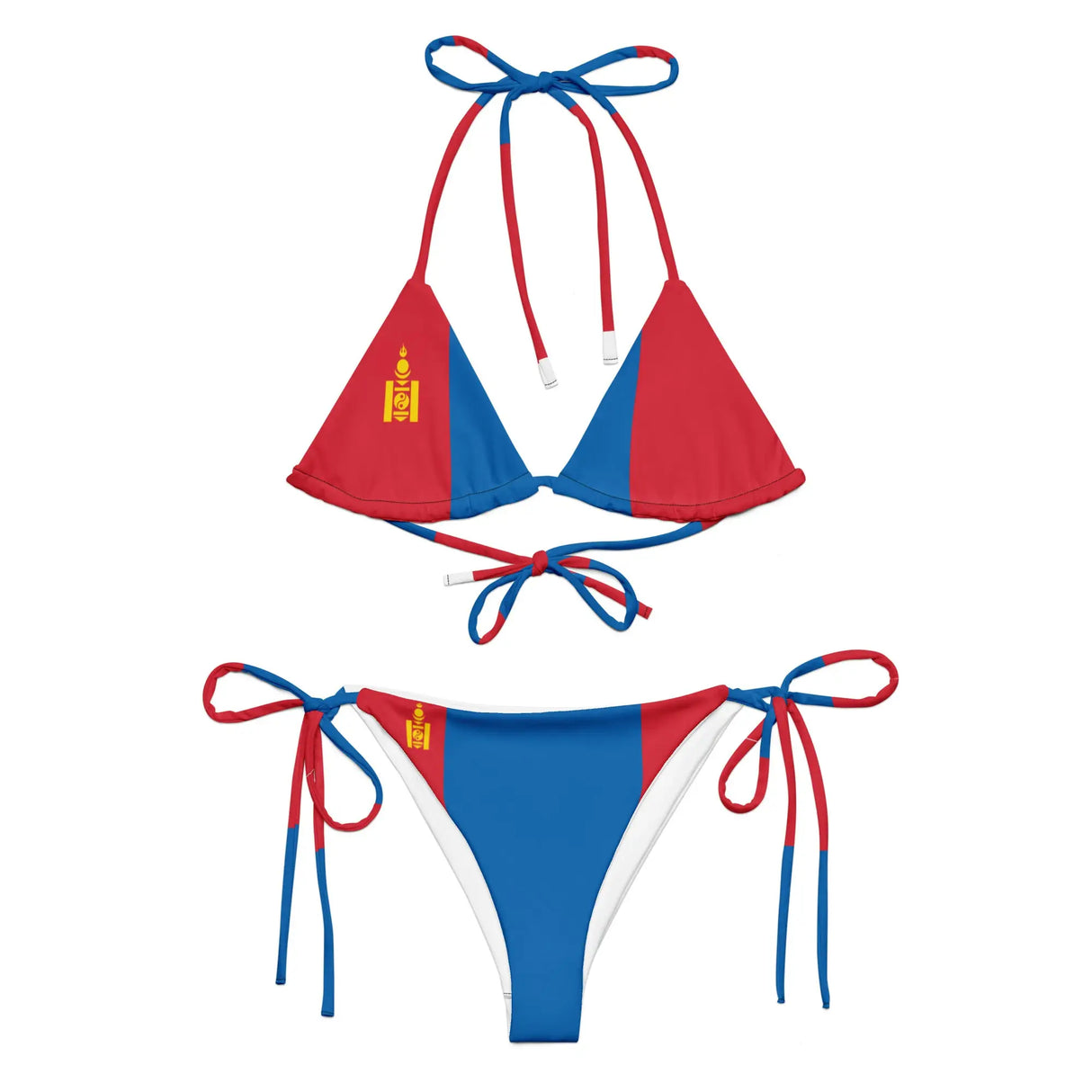 Bikini femme mongolie à cordon recyclé orné confortable