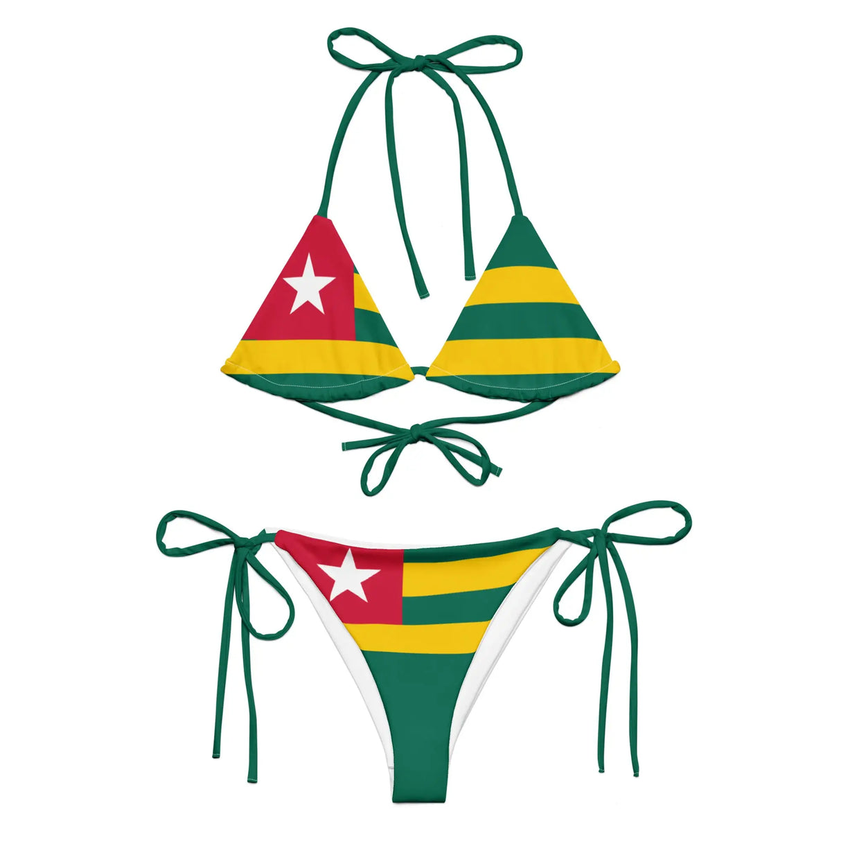 Bikini femme togo impression all over cordon recyclé orné