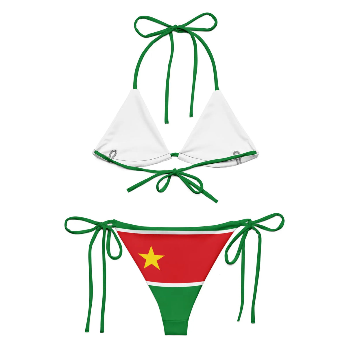 Bikini guadeloupe cordon recyclé orné impression all over