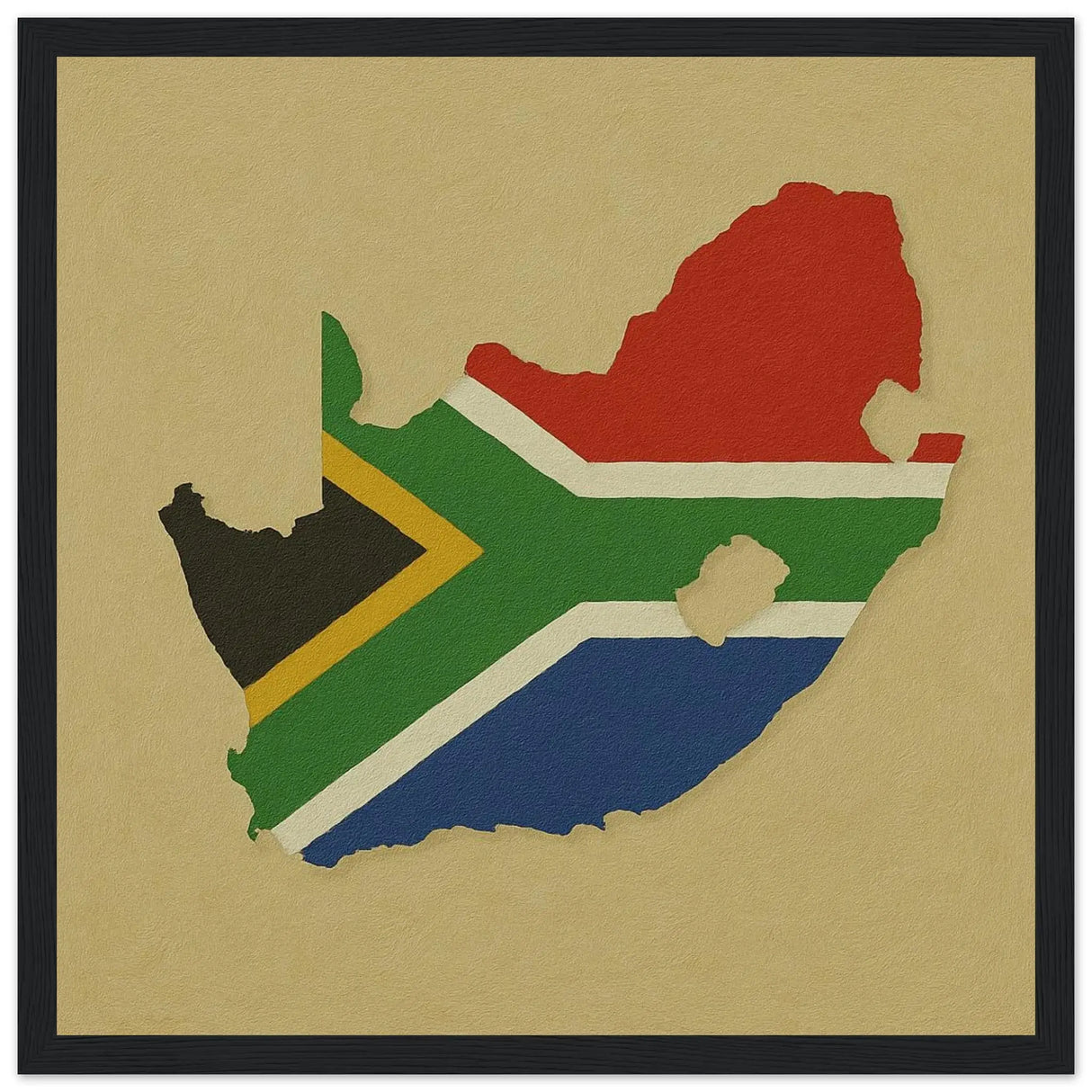 Cadre drapeau afrique du sud en bois affiche encadrée