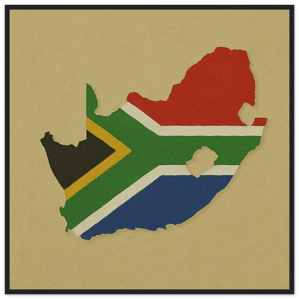 Cadre drapeau afrique du sud en bois affiche encadrée