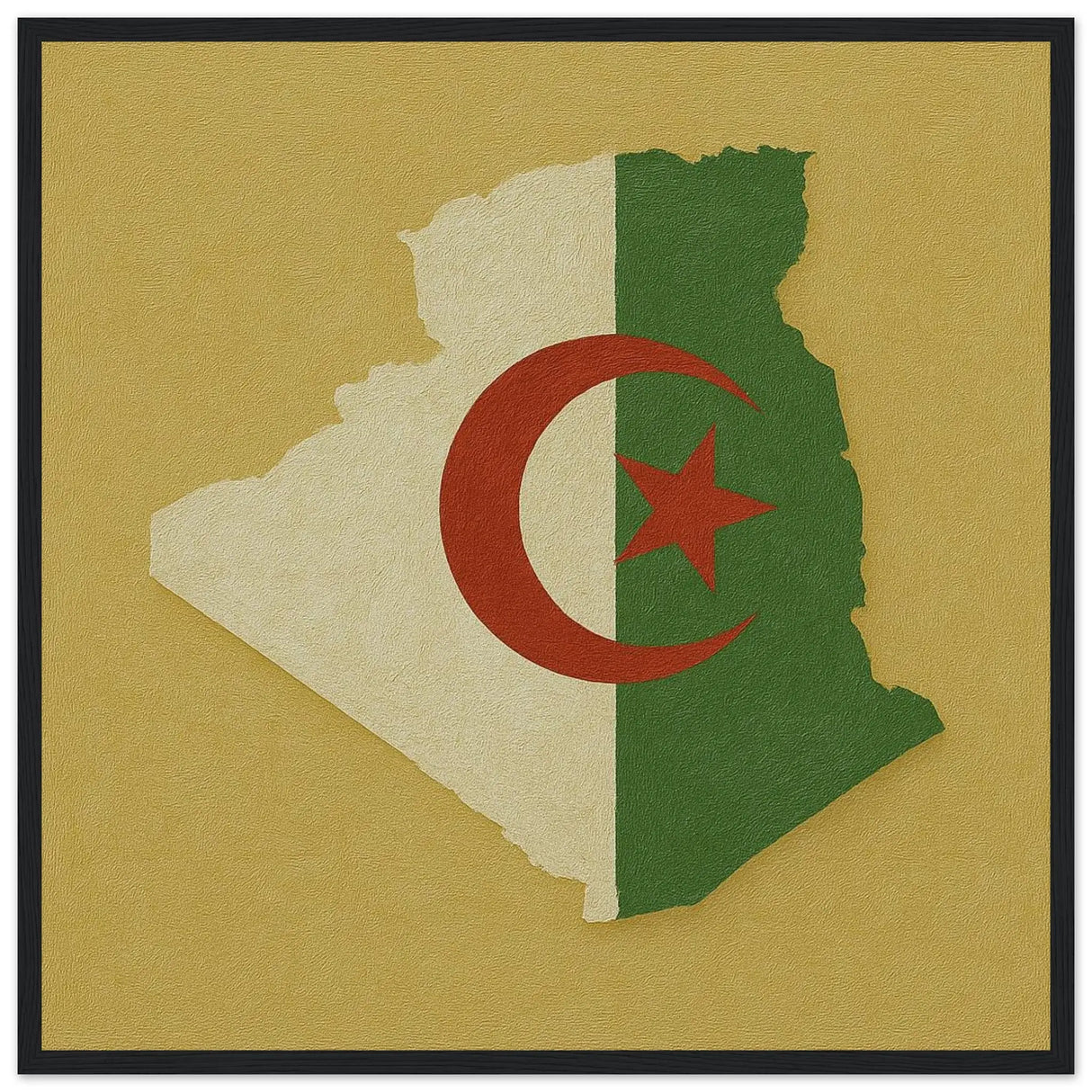 Cadre drapeau algérie affiche encadrée bois décoratif