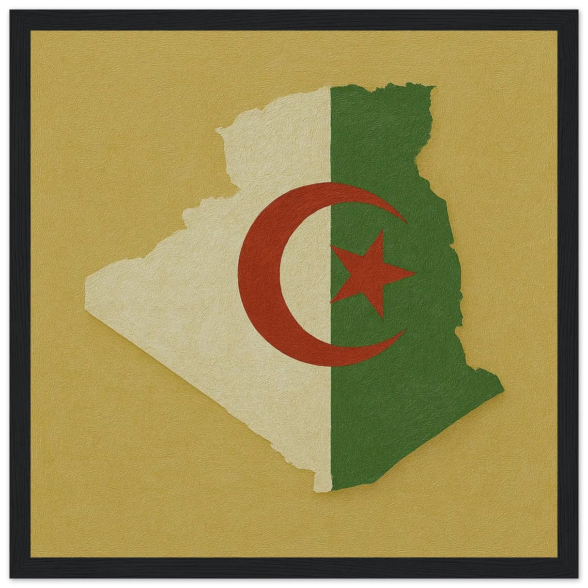 Cadre drapeau algérie affiche encadrée bois décoratif
