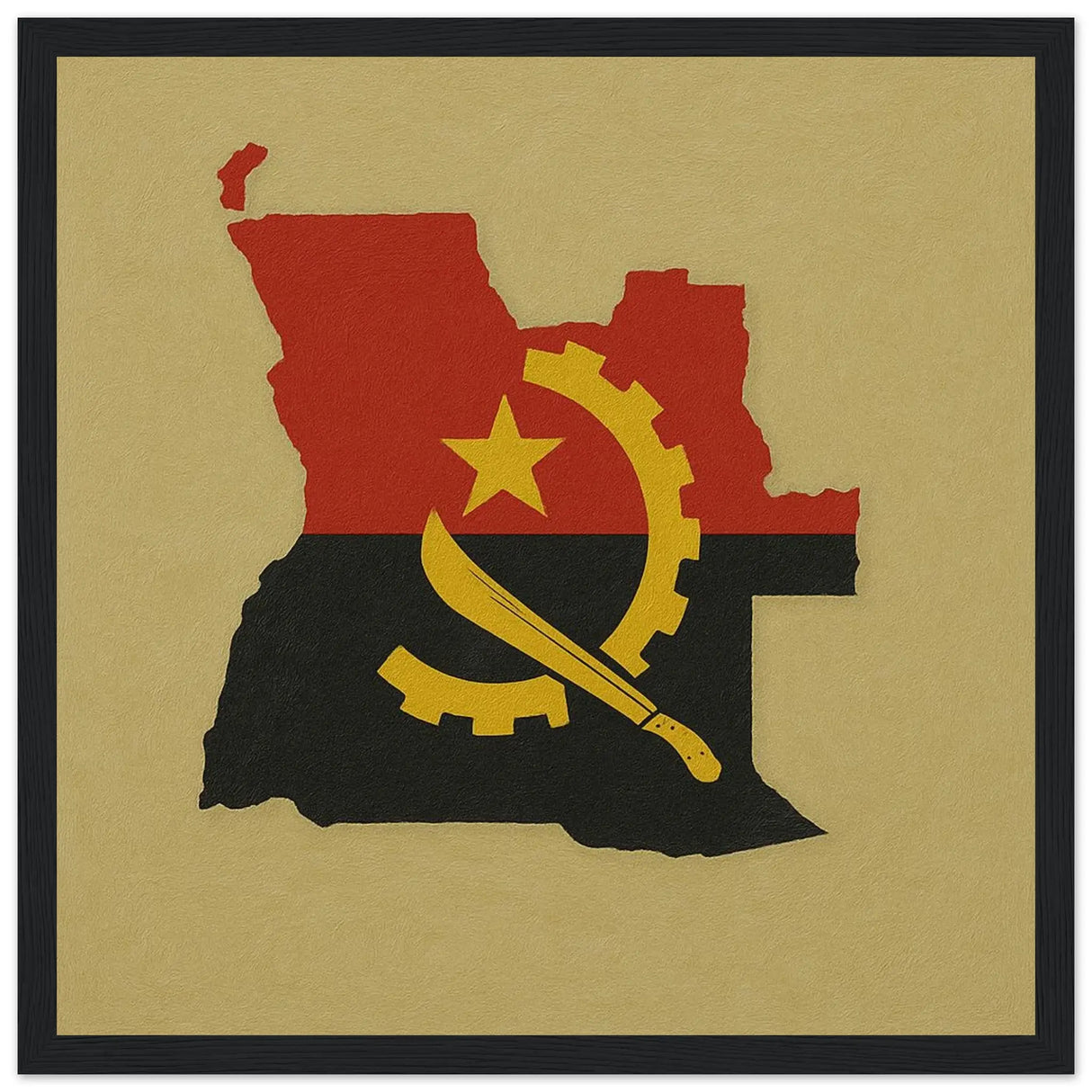 Cadre drapeau angola en bois affiché décoratif élégant