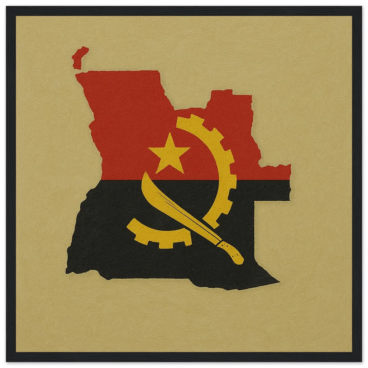 Cadre drapeau angola en bois affiché décoratif élégant