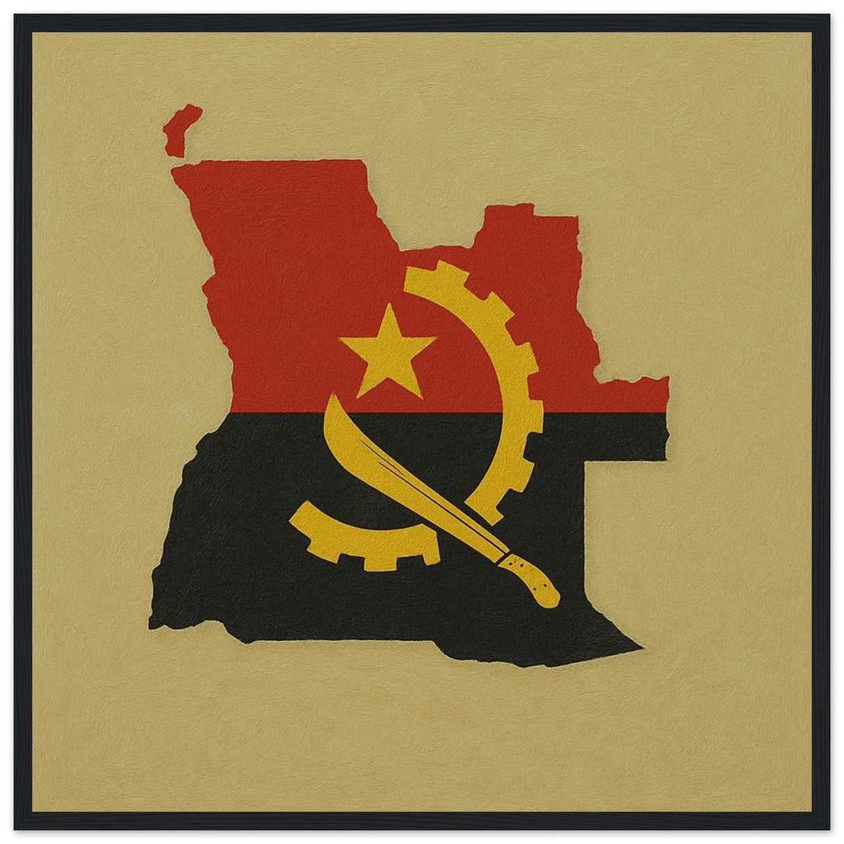 Cadre drapeau angola en bois affiché décoratif élégant