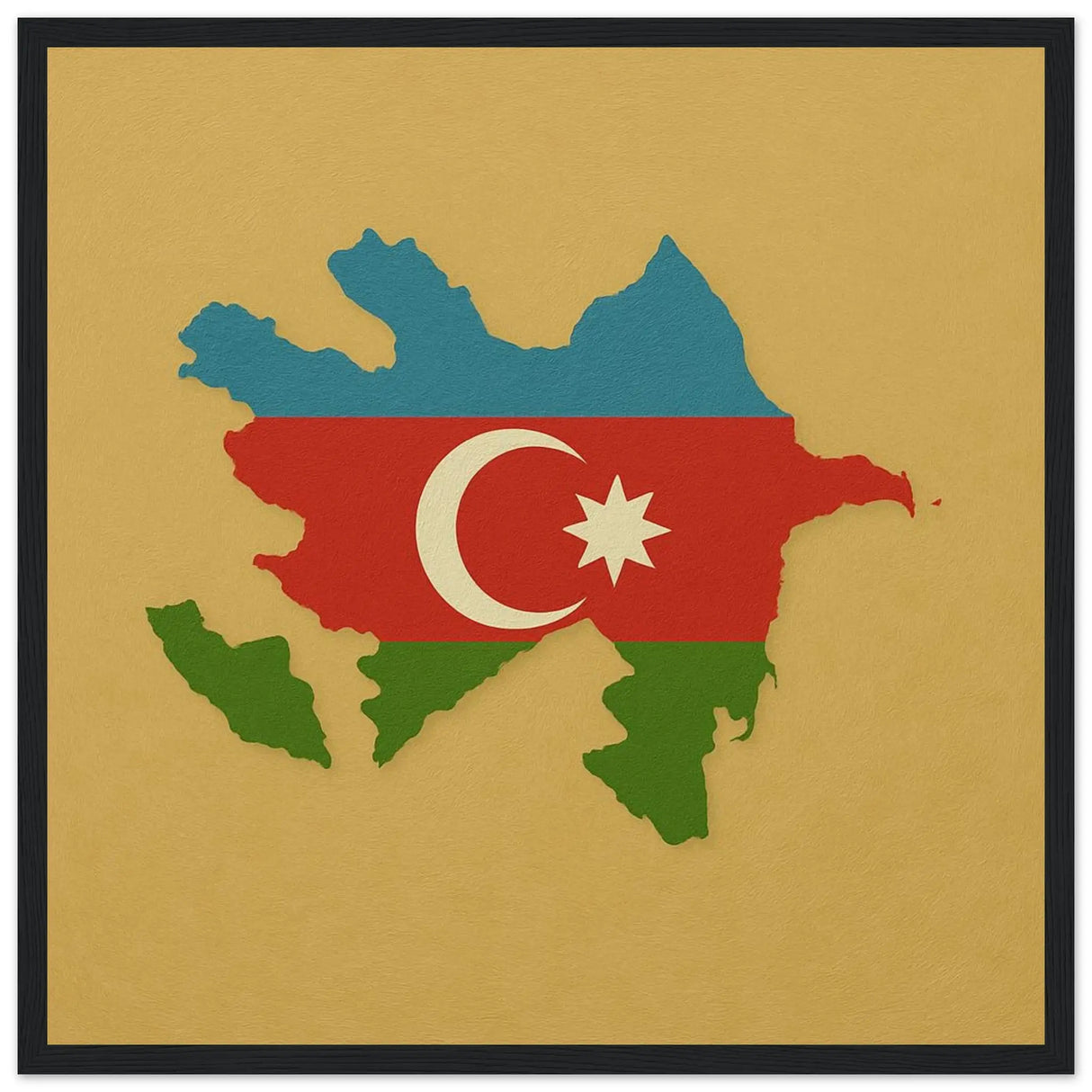 Cadre drapeau azerbaïdjan en bois finition élégante