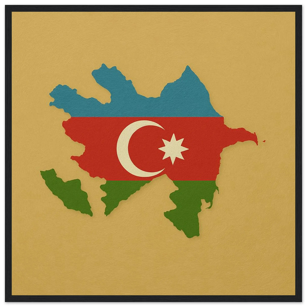 Cadre drapeau azerbaïdjan en bois finition élégante