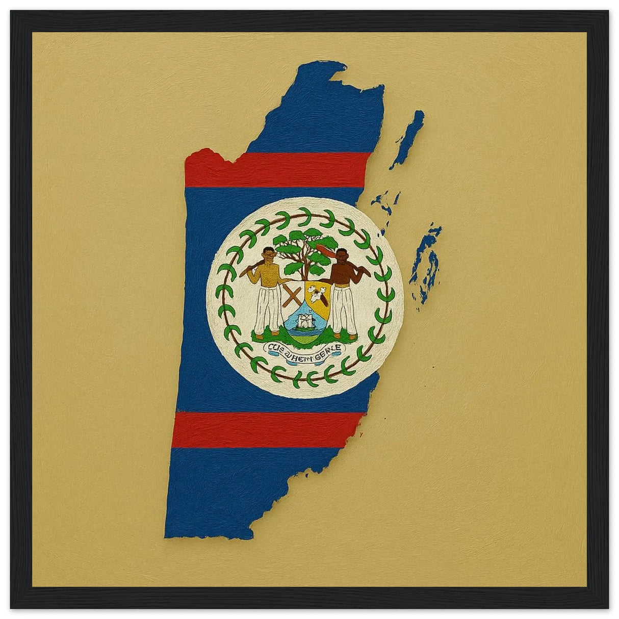 Cadre drapeau belize en bois finition élégante et durable